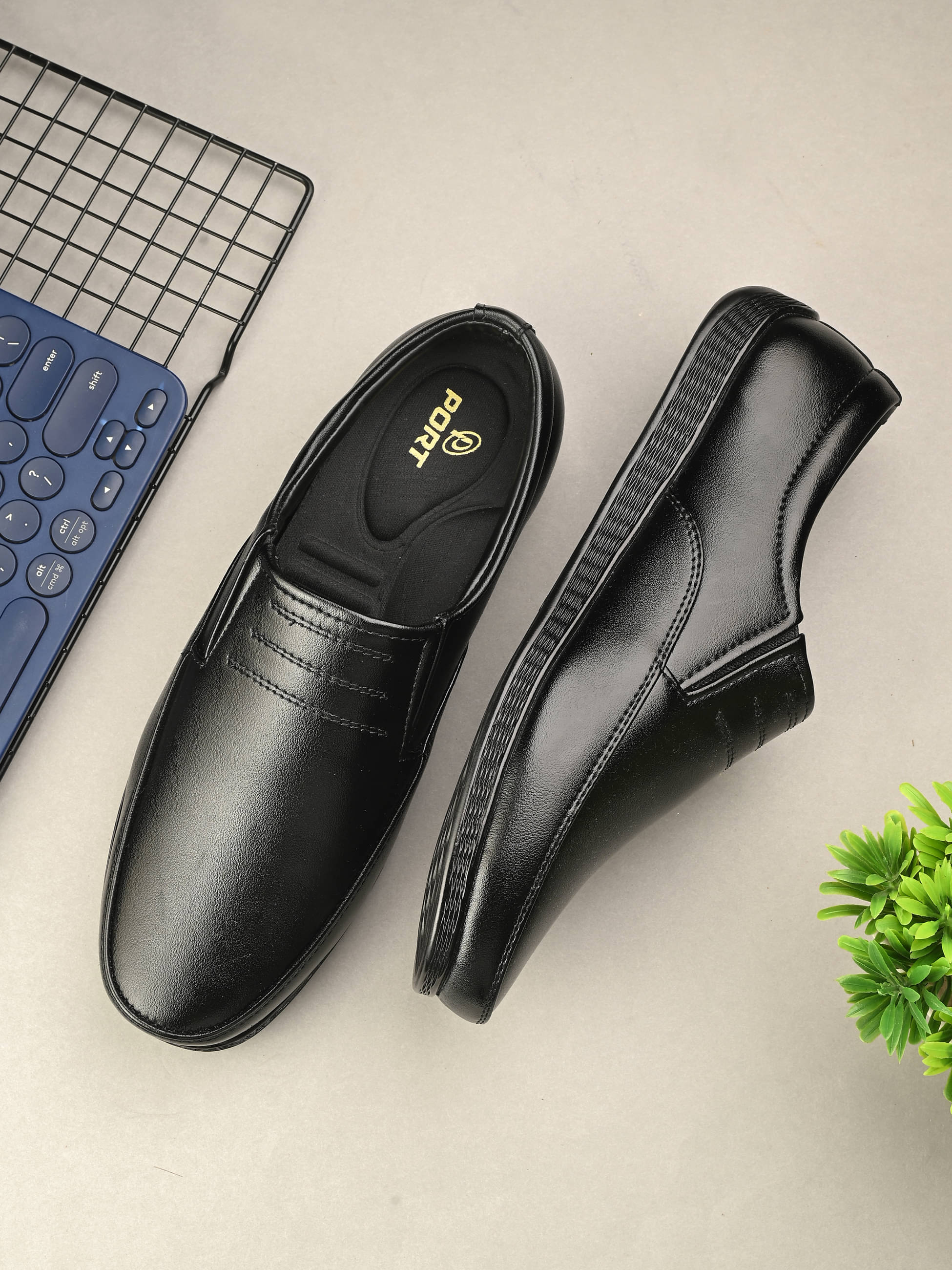 Port Black Men's Slip On Formal Shoes Port Black Men's Slip On Formal Shoes