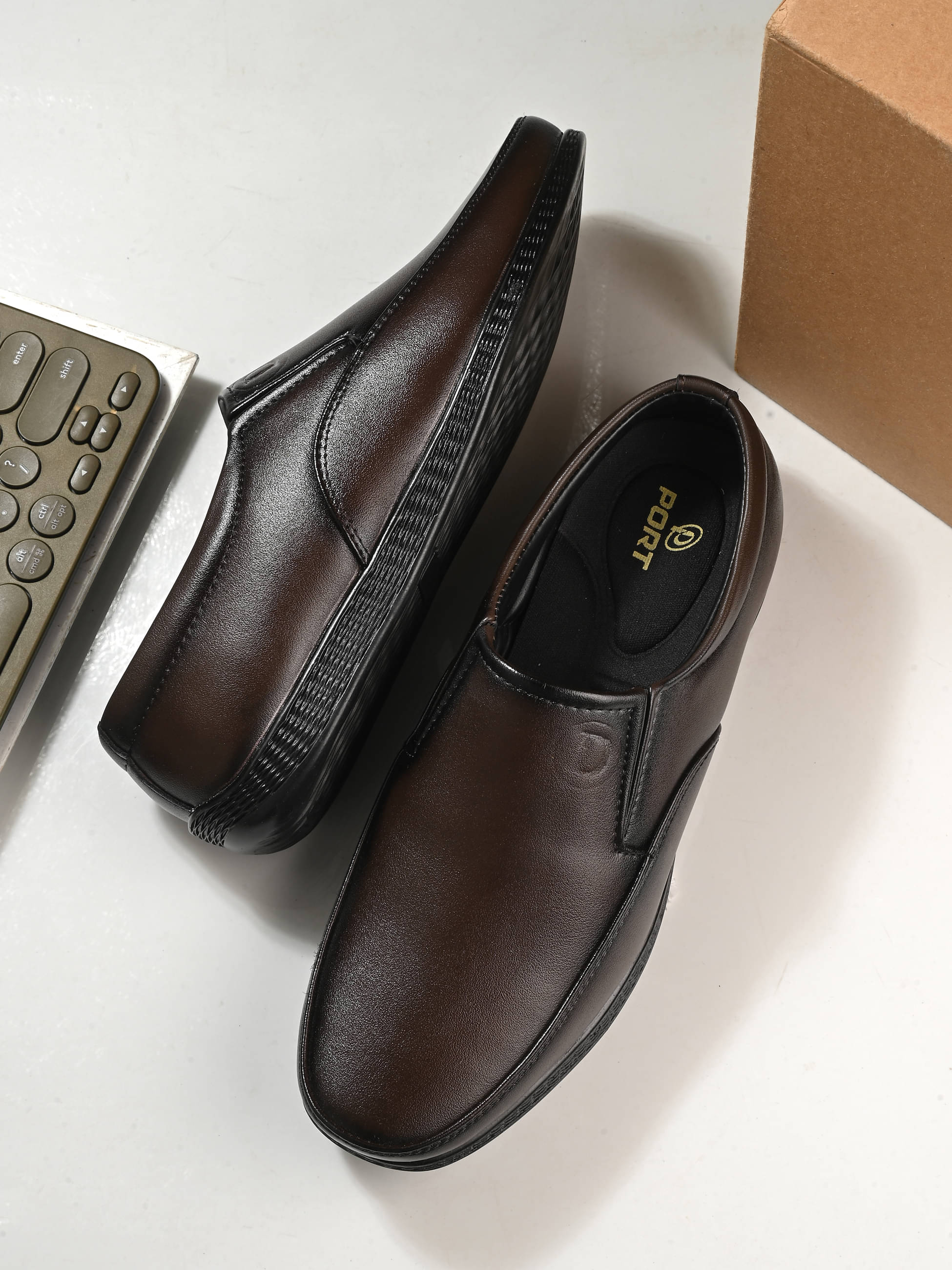     			Port Brown Men's Slip On Formal Shoes