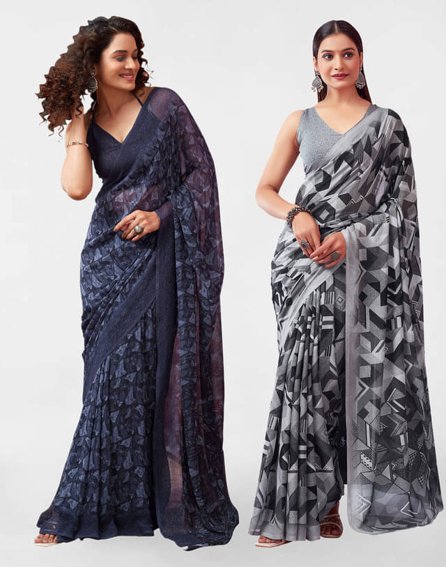 Samah Georgette Printed Saree With Unstitched Blouse Piece ( Light Grey ) Samah Georgette Printed Saree With Unstitched Blouse Piece ( Light Grey )