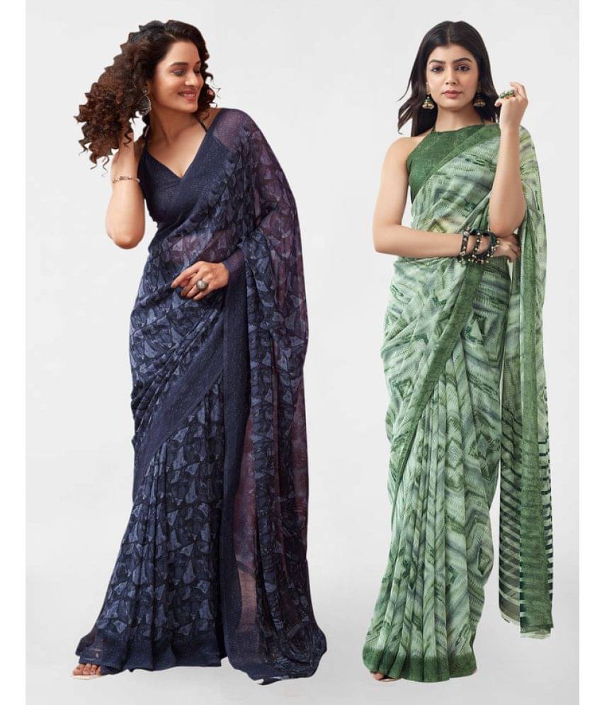 Samah Georgette Printed Saree With Unstitched Blouse Piece ( Fluorescent Green ) Samah Georgette Printed Saree With Unstitched Blouse Piece ( Fluorescent Green )
