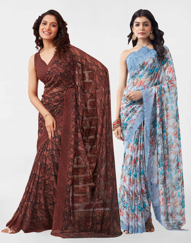 Samah Georgette Printed Saree With Unstitched Blouse Piece ( Grey ) Samah Georgette Printed Saree With Unstitched Blouse Piece ( Grey )