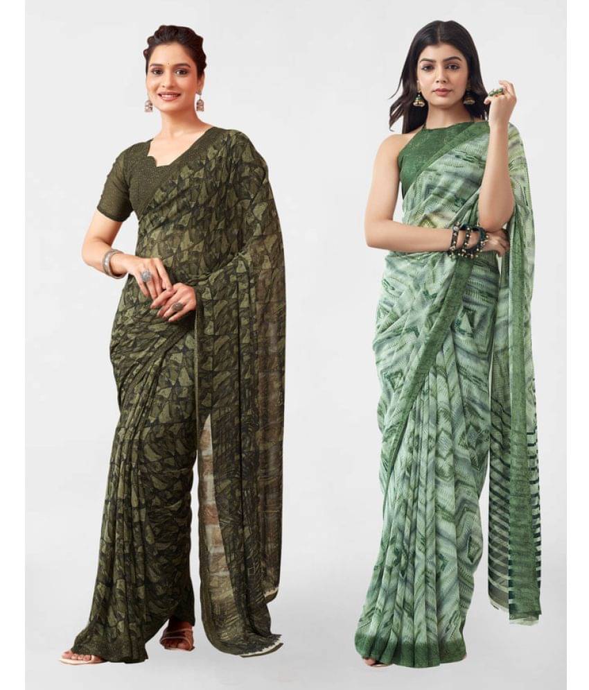 Samah Georgette Printed Saree With Unstitched Blouse Piece ( Fluorescent Green ) Samah Georgette Printed Saree With Unstitched Blouse Piece ( Fluorescent Green )