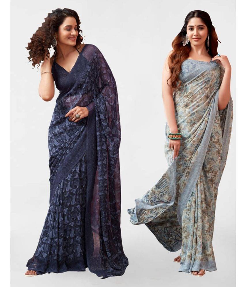 Samah Georgette Printed Saree With Unstitched Blouse Piece ( Grey ) Samah Georgette Printed Saree With Unstitched Blouse Piece ( Grey )