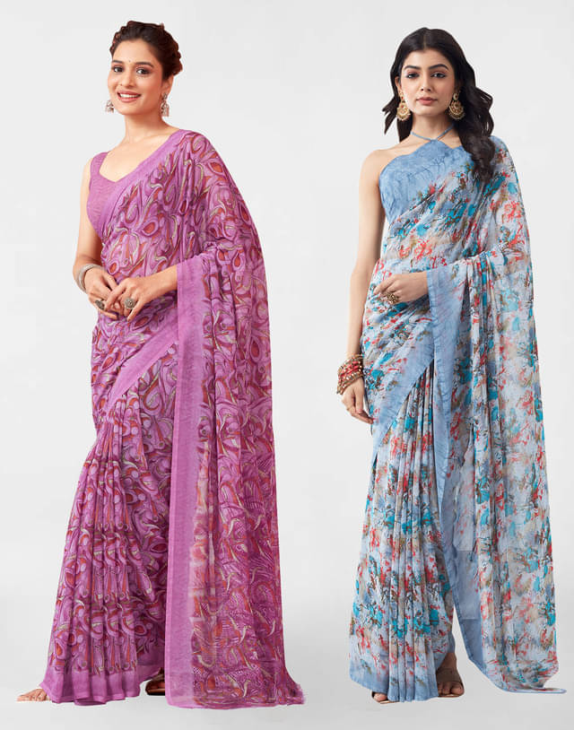Samah Georgette Printed Saree With Unstitched Blouse Piece ( Grey ) Samah Georgette Printed Saree With Unstitched Blouse Piece ( Grey )
