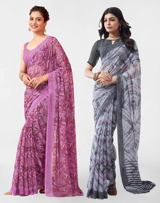 Samah Georgette Printed Saree With Unstitched Blouse Piece ( Dark Grey ) Samah Georgette Printed Saree With Unstitched Blouse Piece ( Dark Grey )