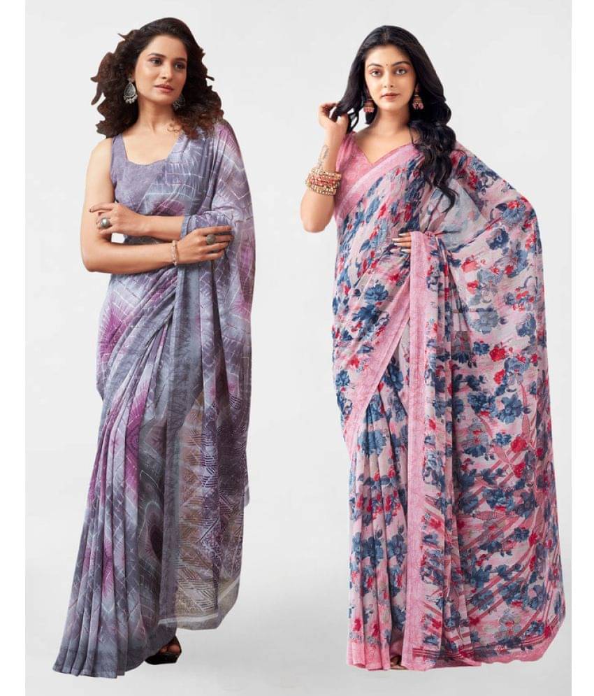 Samah Georgette Printed Saree With Unstitched Blouse Piece ( Fluorescent Pink ) Samah Georgette Printed Saree With Unstitched Blouse Piece ( Fluorescent Pink )