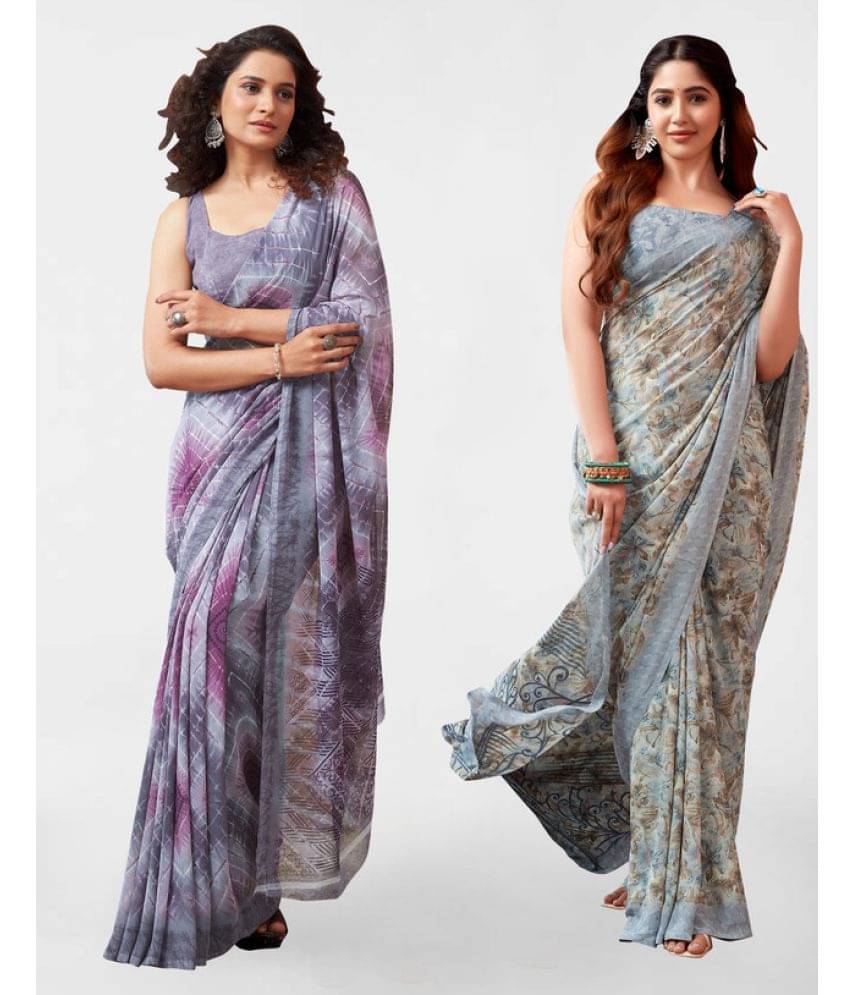 Samah Georgette Printed Saree With Unstitched Blouse Piece ( Grey ) Samah Georgette Printed Saree With Unstitched Blouse Piece ( Grey )