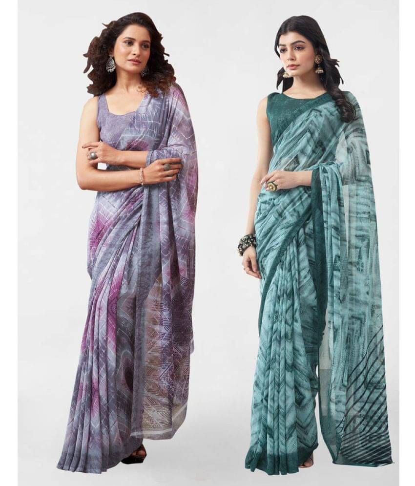 Samah Georgette Printed Saree With Unstitched Blouse Piece ( Teal ) Samah Georgette Printed Saree With Unstitched Blouse Piece ( Teal )