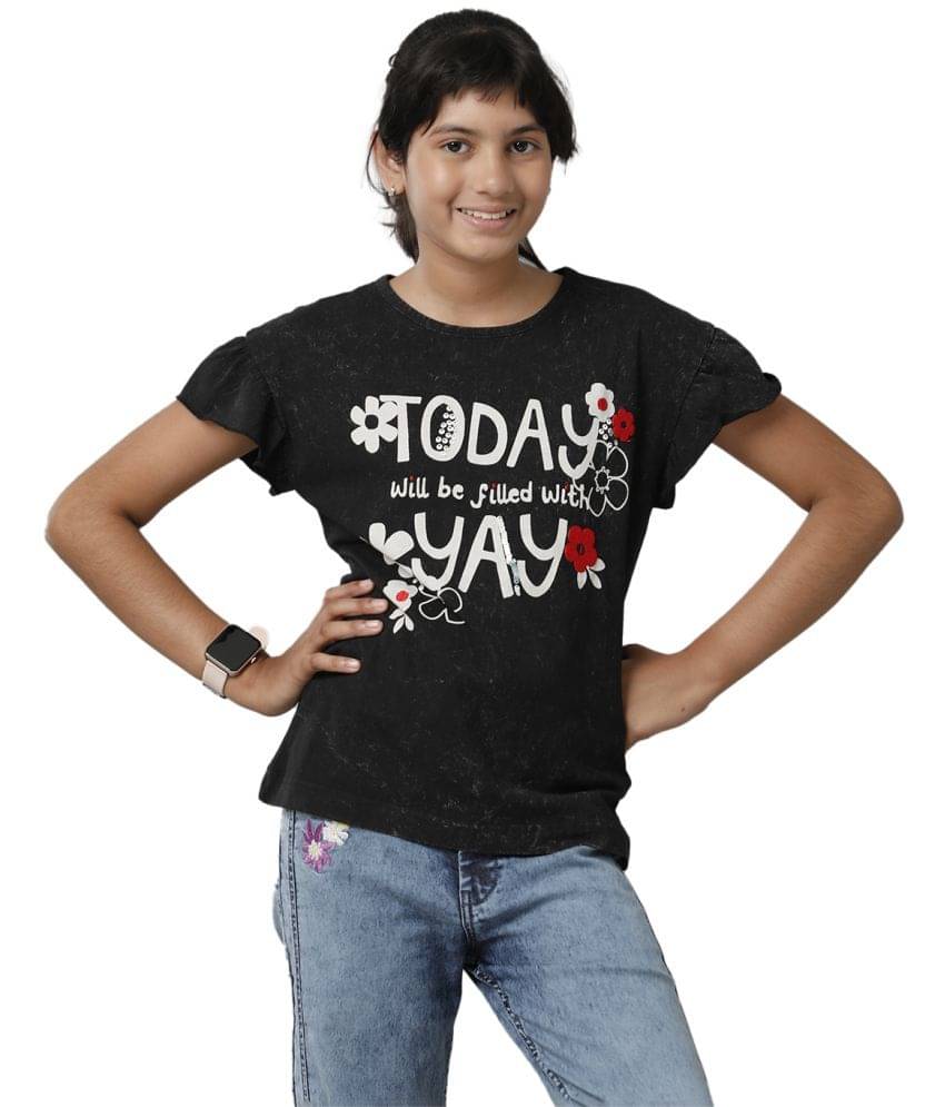     			Under Fourteen Only Pack of 1 Girls Cotton T-Shirt ( Black )
