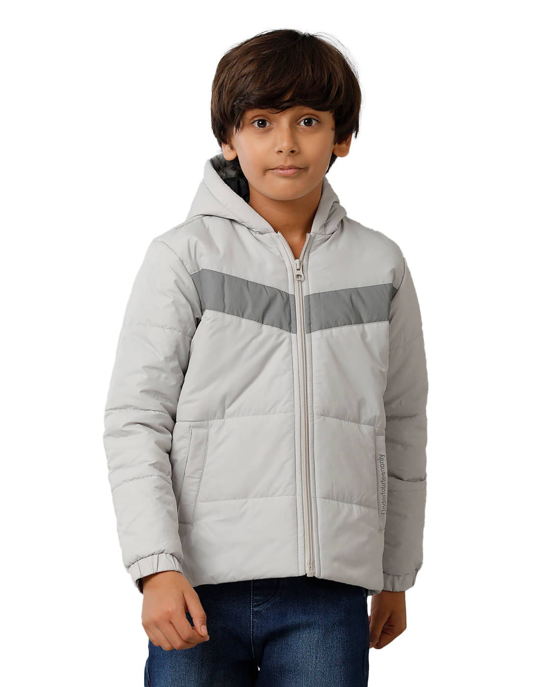 Under Fourteen Only Boys Polyester Casual Jacket ( Gray , Pack of 1 ) Under Fourteen Only Boys Polyester Casual Jacket ( Gray , Pack of 1 )