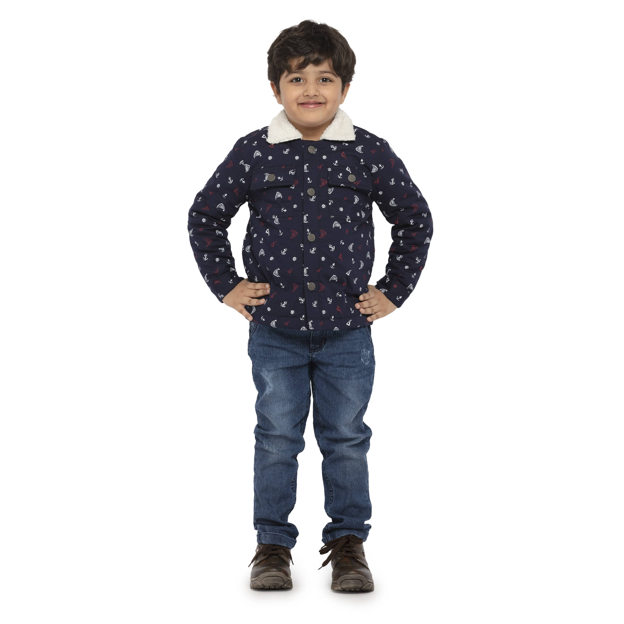     			Under Fourteen Only Boys Cotton Casual Jacket ( Navy , Pack of 1 )