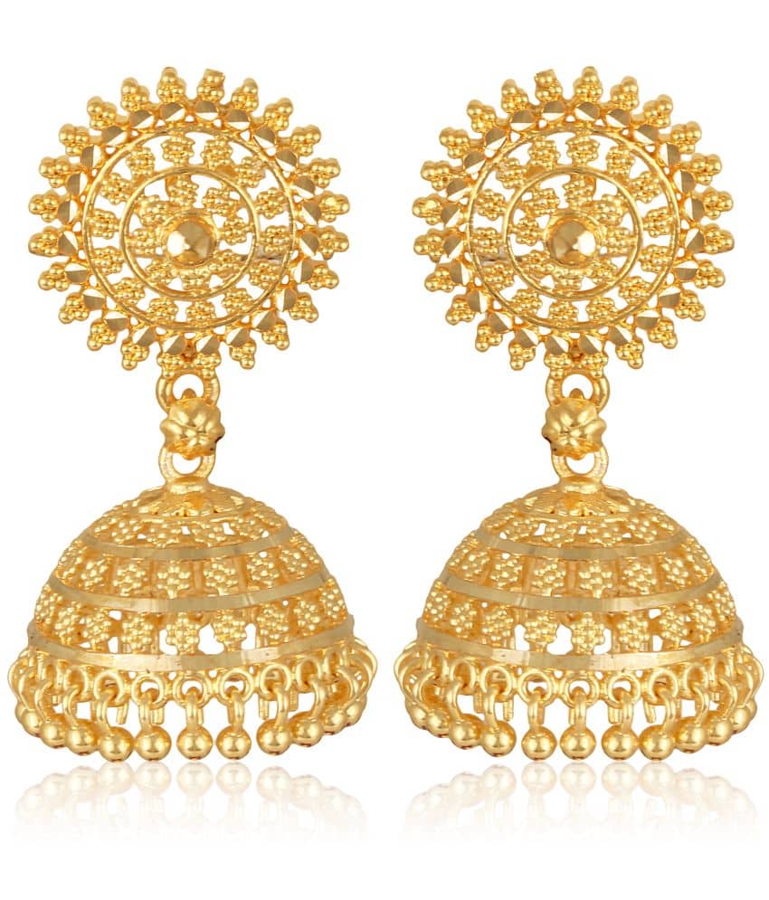 VIVASTRI Golden Jhumki Earrings ( Pack of 1 ) - Earrings | Buy online on ZillyBuy