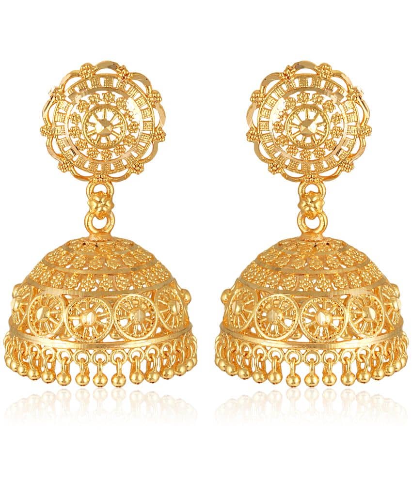 VIVASTRI Golden Jhumki Earrings ( Pack of 1 ) - Earrings | Buy online on ZillyBuy
