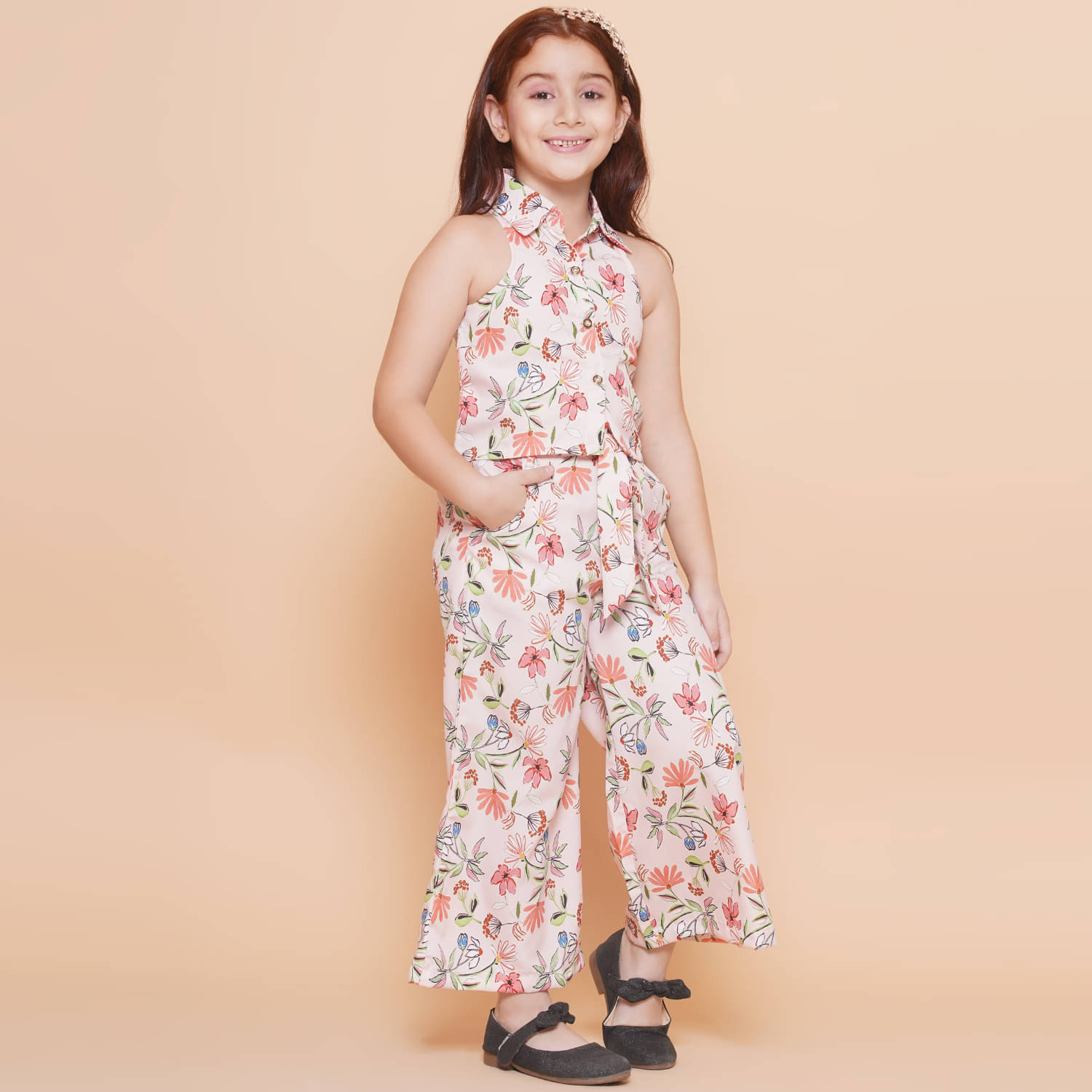     			Arshia Fashions Pack of 1 Girls Crepe Top With Palazzo ( Pink )