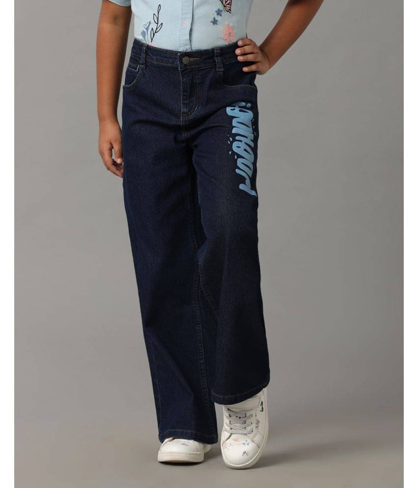 Denim Washed Printed Wide bottom Jean Denim Washed Printed Wide bottom Jean