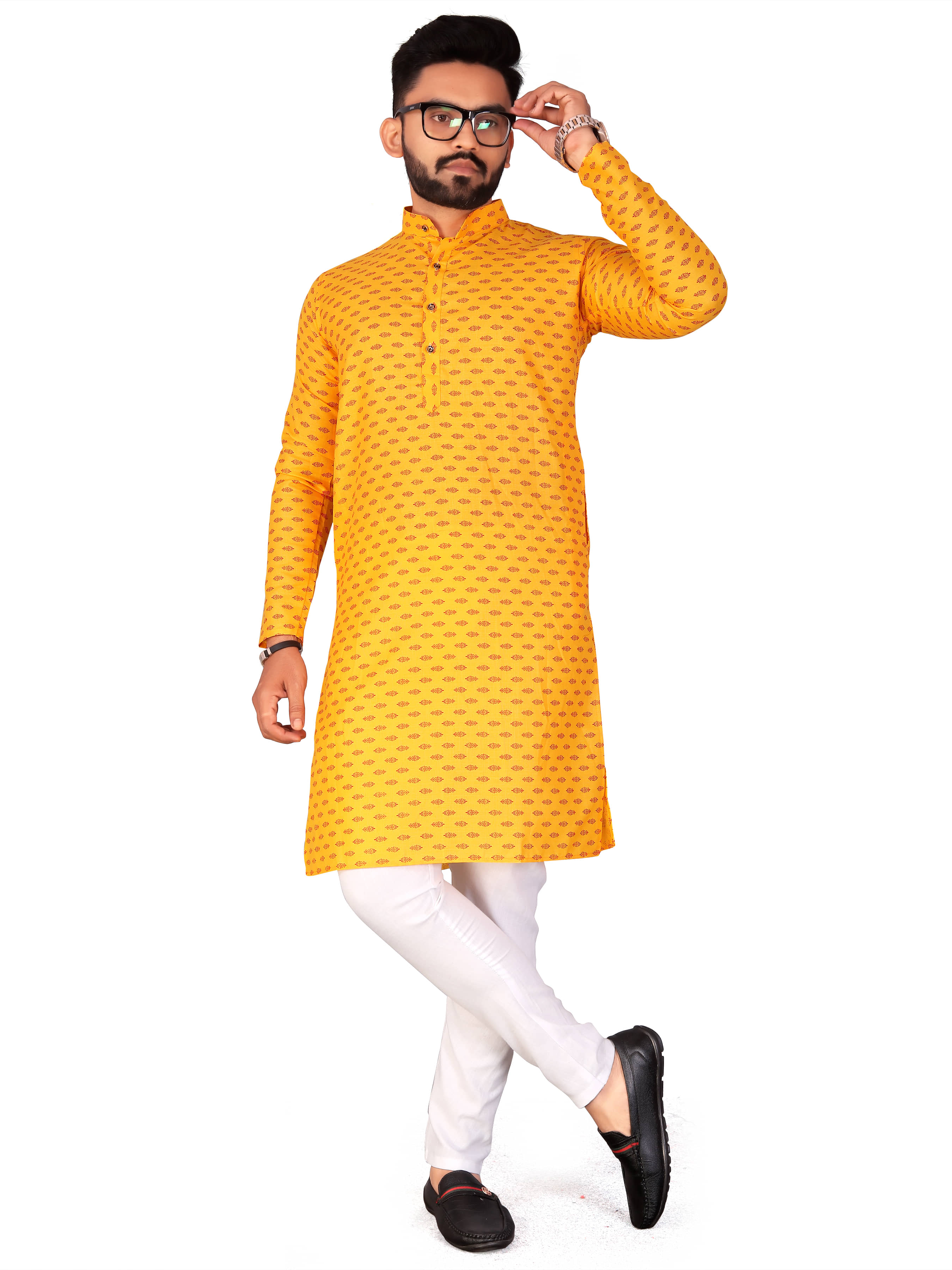 FRELURO Yellow Cotton Blend Men's Regular Kurta ( Pack of 1 ) - Kurtas & Kurta Sets | Buy online on ZillyBuy