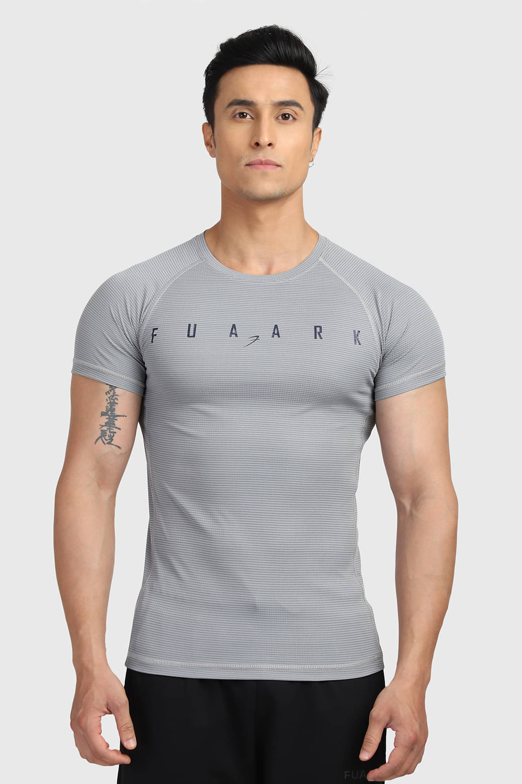 Fuaark Medium Grey Polyester Slim Fit Men's Sports T-Shirt ( Pack of 1 ) Fuaark Medium Grey Polyester Slim Fit Men's Sports T-Shirt ( Pack of 1 )