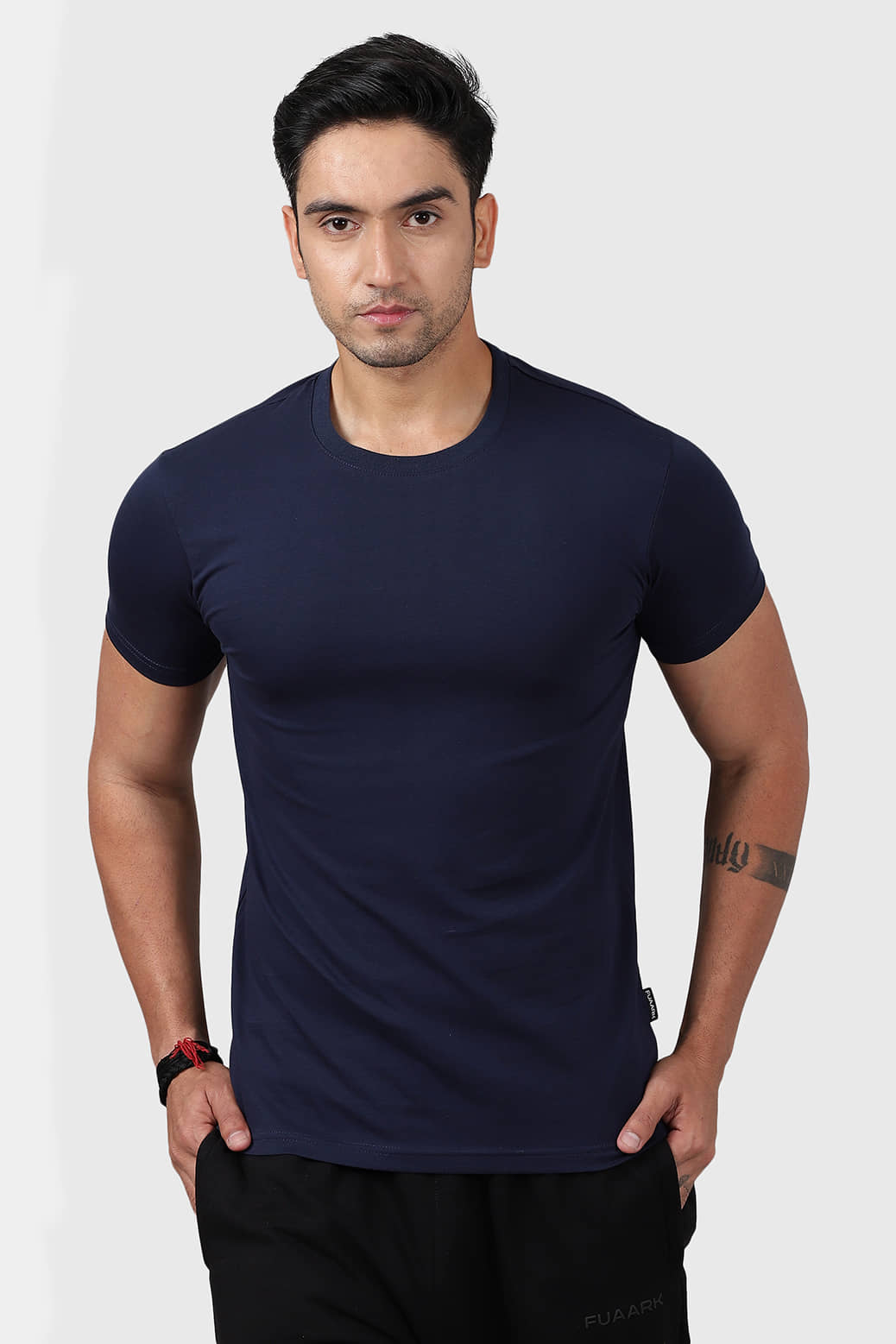 Fuaark Navy Cotton Slim Fit Men's Sports T-Shirt ( Pack of 1 )