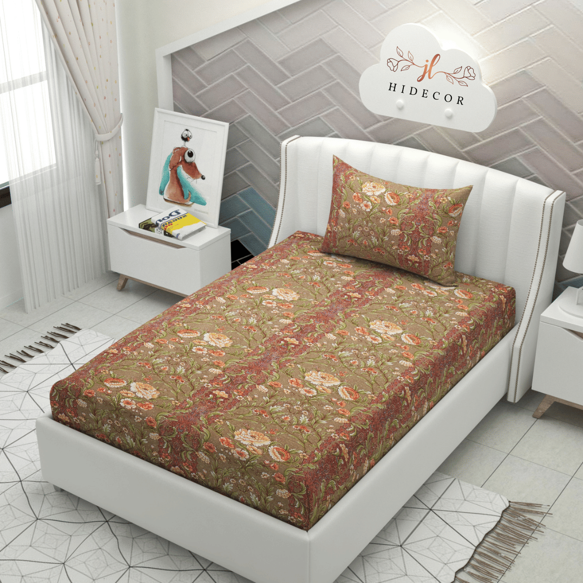     			HIDECOR Microfiber 1 Single Bedsheet with 1 Pillow Cover ( Brown )