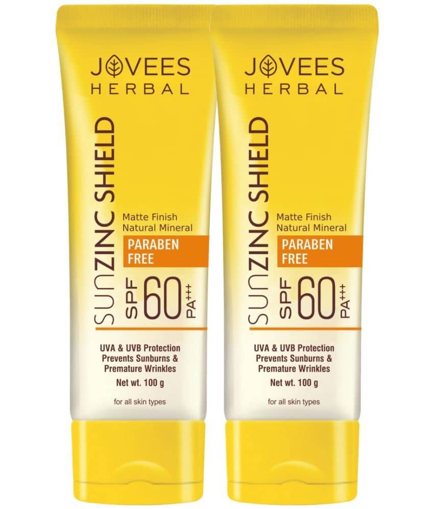Jovees Herbal Sun Zinc Shield SPF 60 PA+++ Broad Spectrum Matte Finish 100g (Pack of 2)