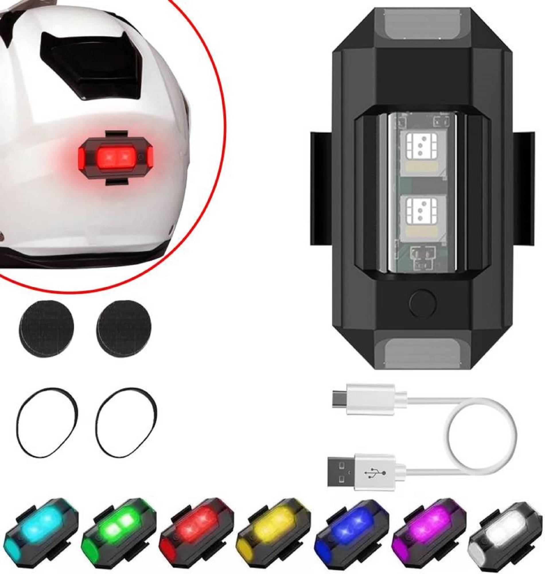 LEAVESS-Universal Safety Signal 7 Colors Mini USB Rechargeable Strobe Lights Anti-collision LED for Helmet Bicycle Motorcycle (Pack-1) LEAVESS-Universal Safety Signal 7 Colors Mini USB Rechargeable Strobe Lights Anti-collision LED for Helmet Bicycle Motorcycle (Pack-1)