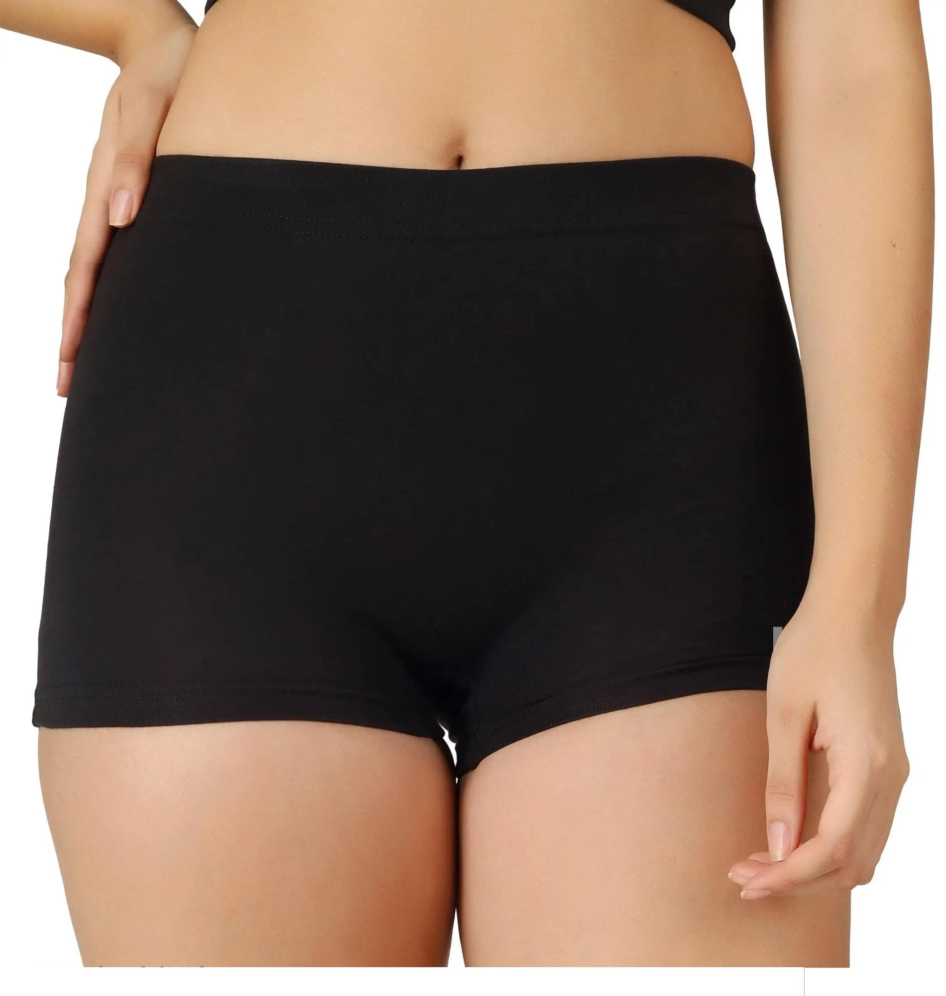 Leavess Cotton Lycra Cut-Offs - Black