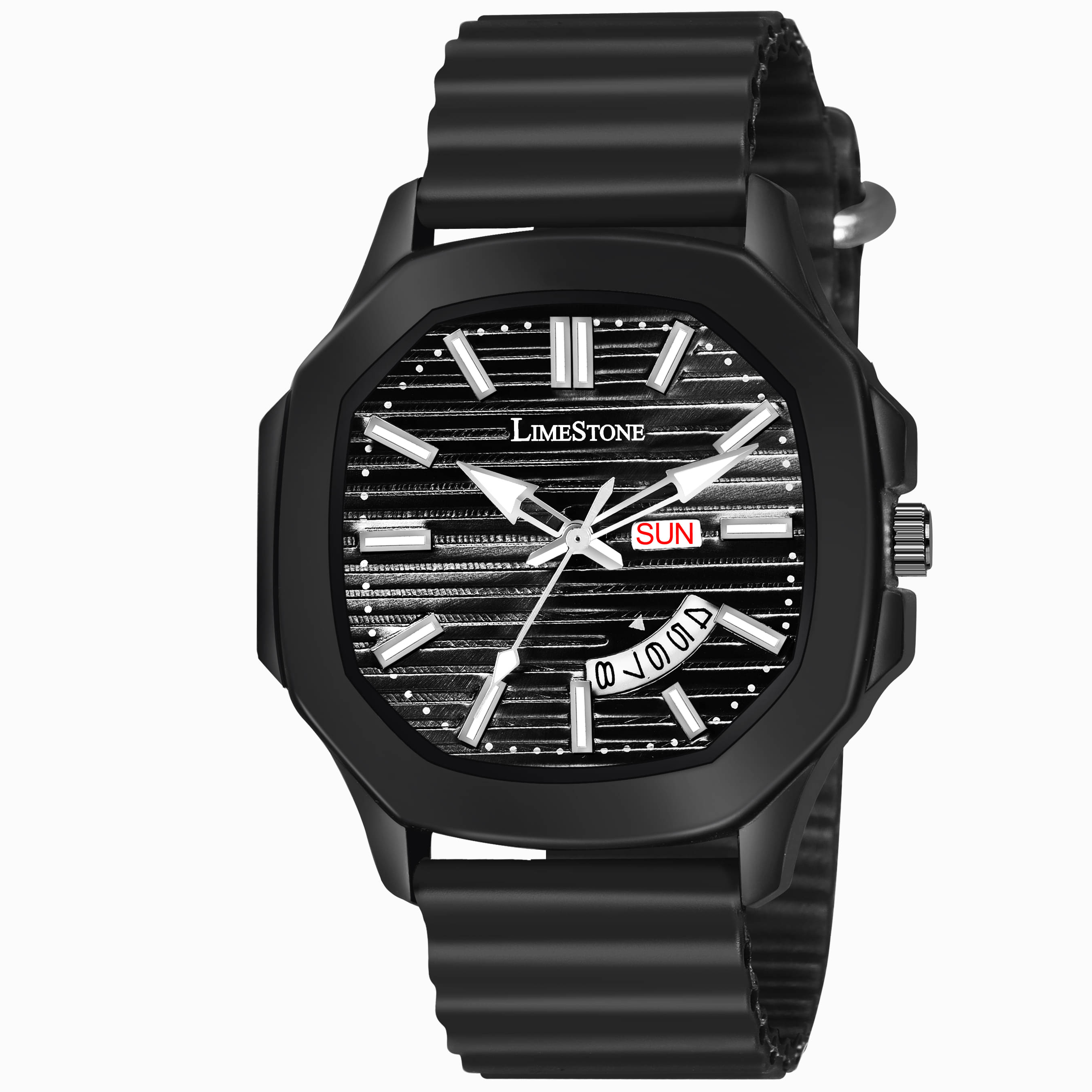     			LimeStone Black Silicon Analog Men's Watch