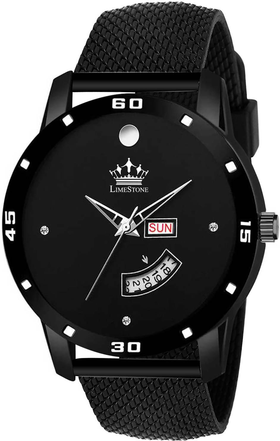     			LimeStone Black Silicon Analog Men's Watch