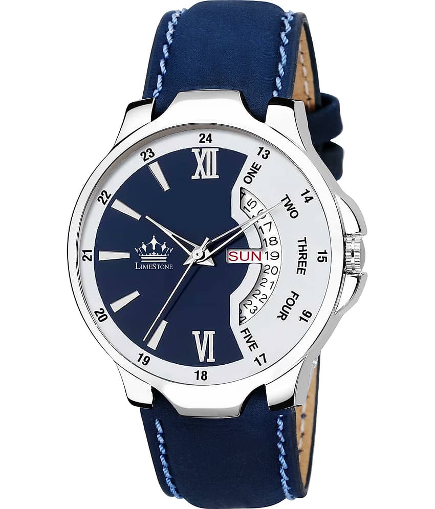 LimeStone Blue PU Analog Men's Watch - Main Image