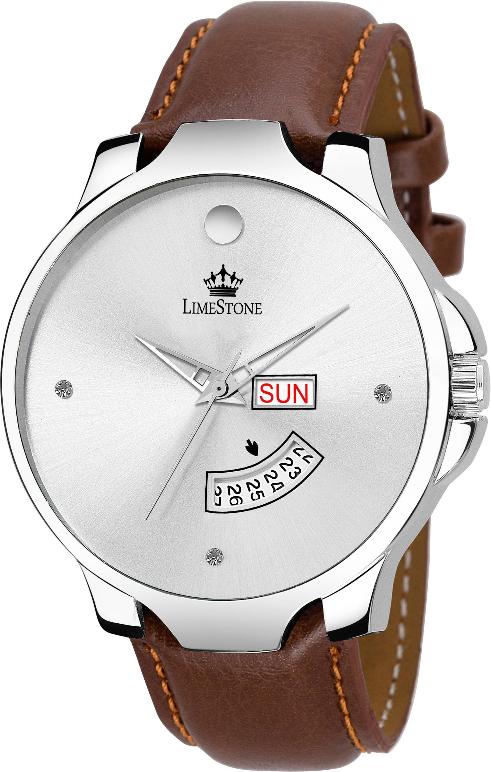     			LimeStone Brown PU Analog Men's Watch