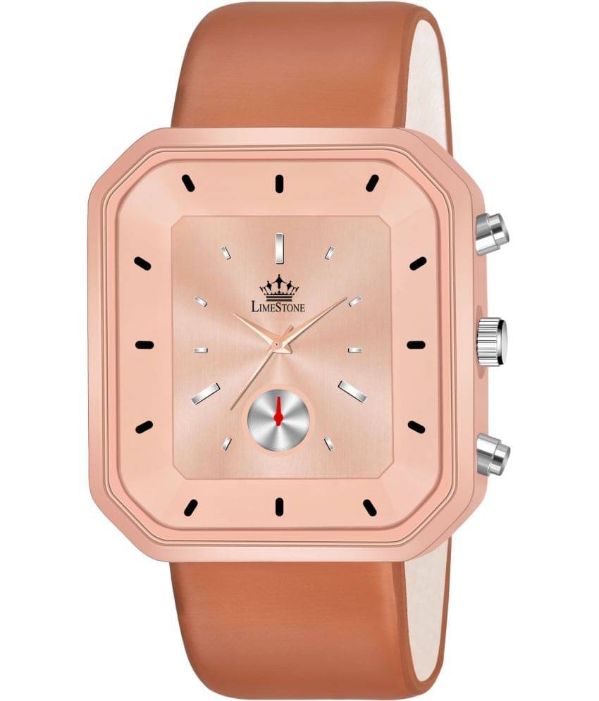     			LimeStone Brown PU Analog Men's Watch