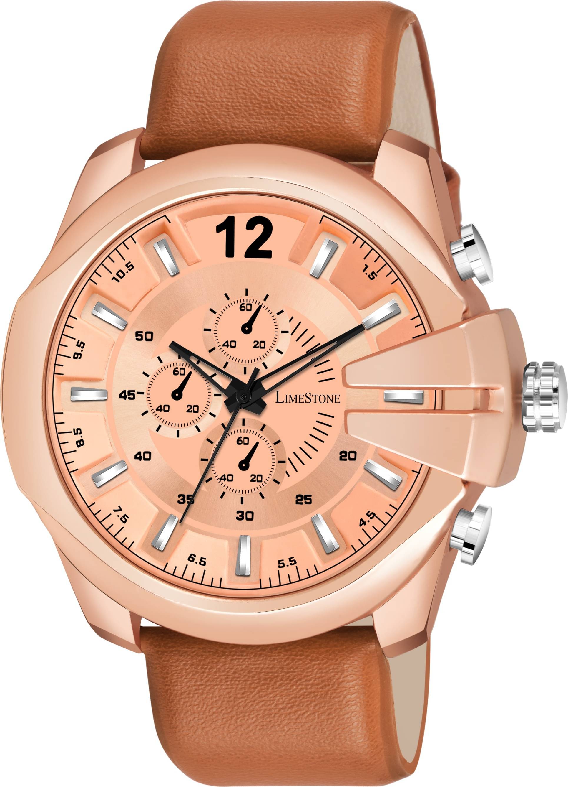     			LimeStone Brown PU Analog Men's Watch