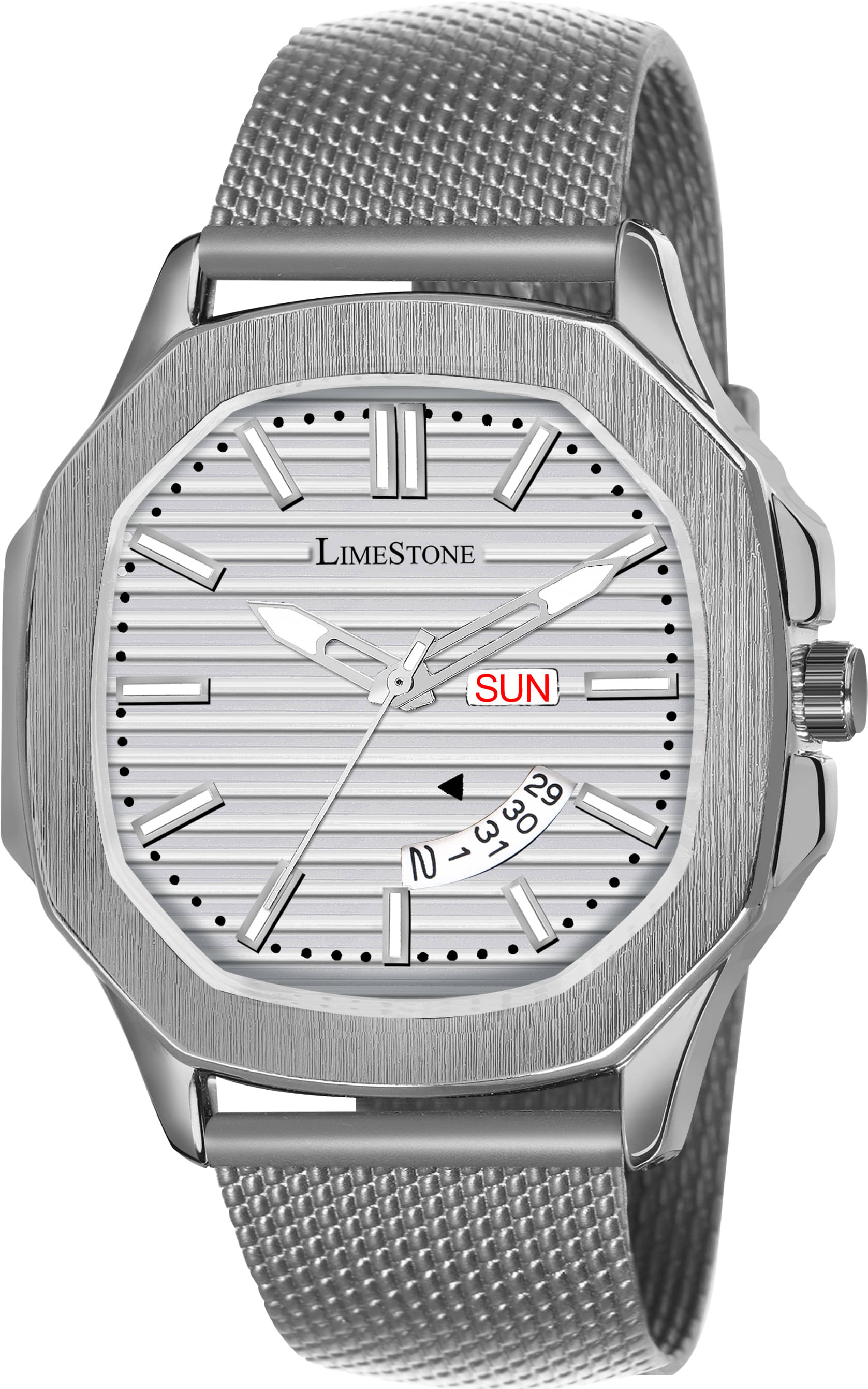     			LimeStone Light Grey PU Analog Men's Watch