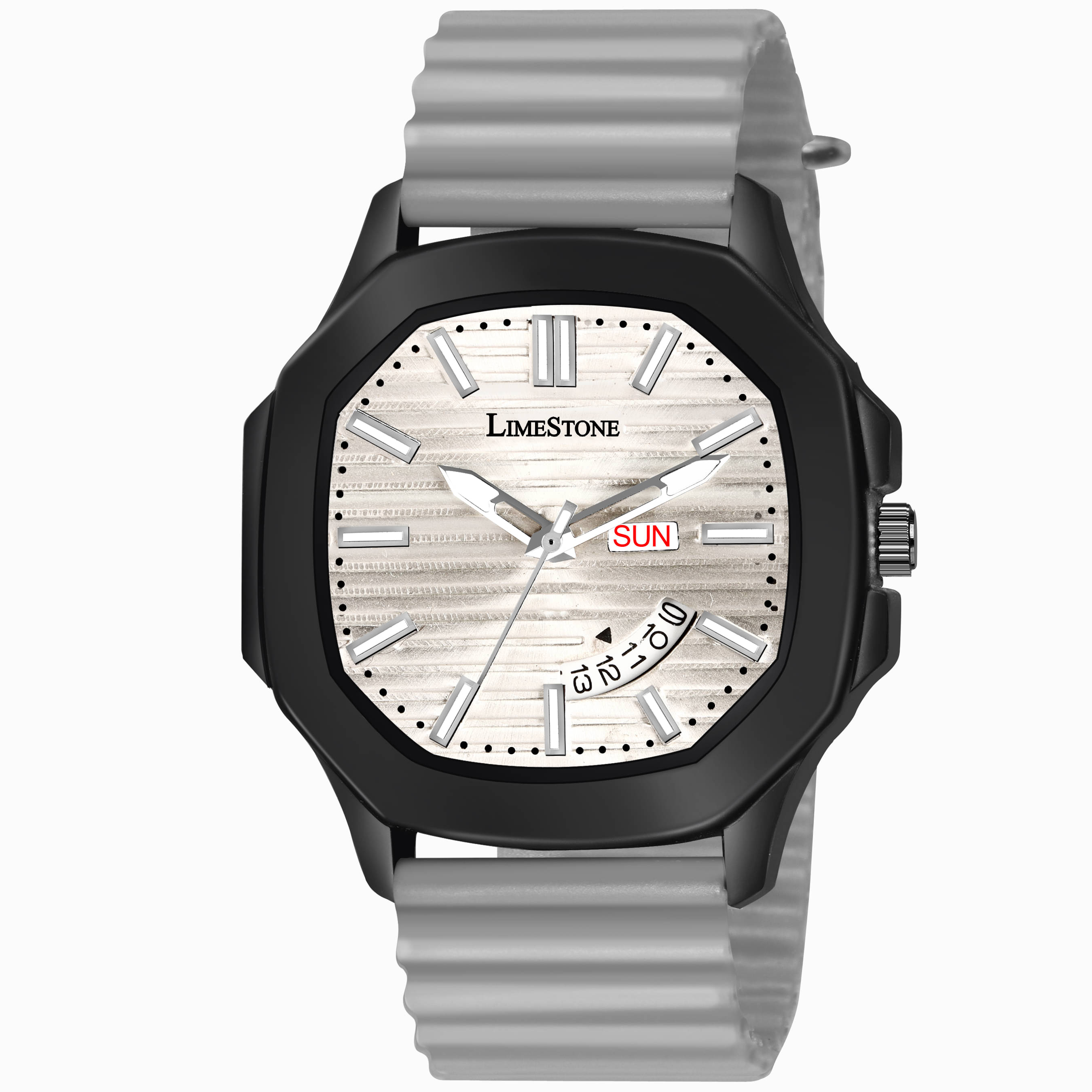     			LimeStone Light Grey Silicon Analog Men's Watch
