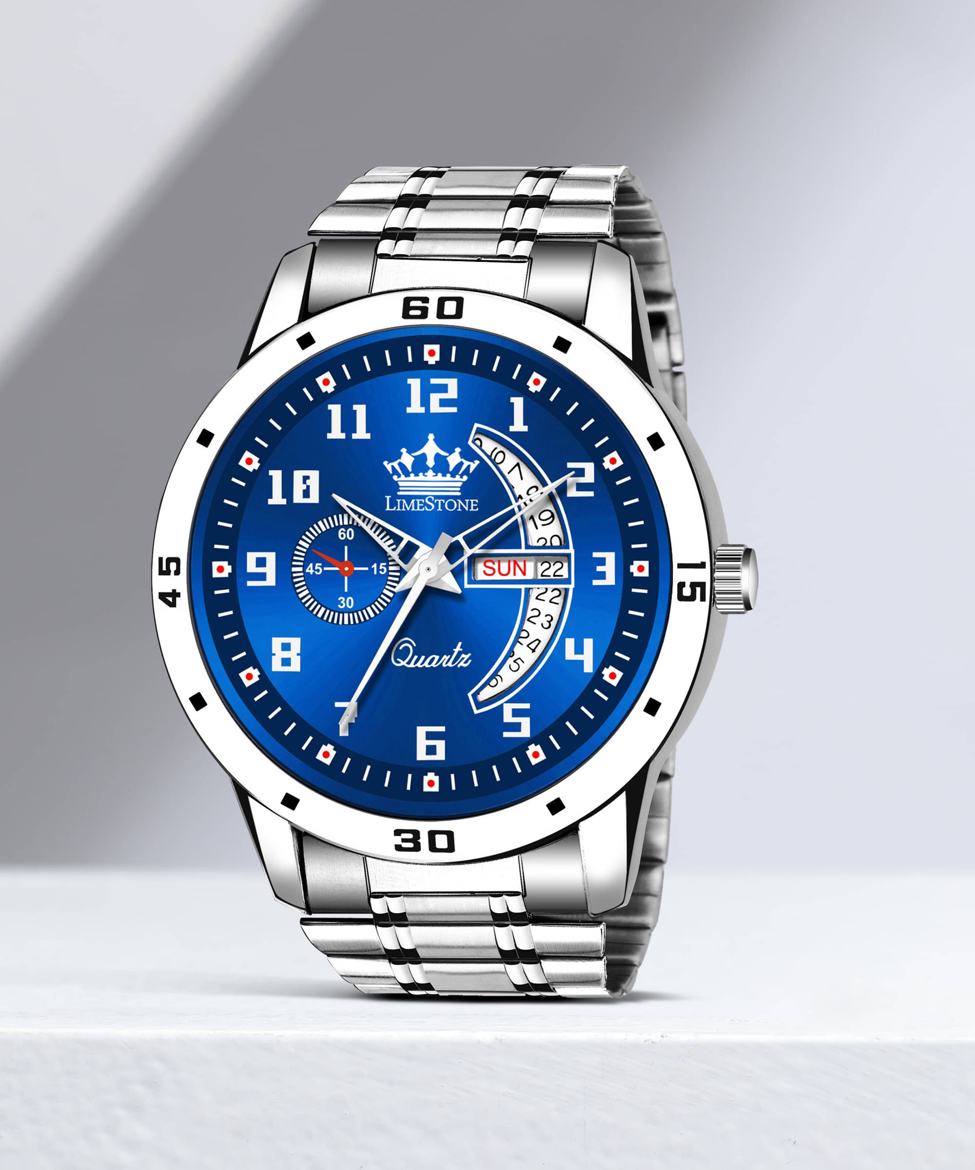     			LimeStone Silver Metal Analog Men's Watch