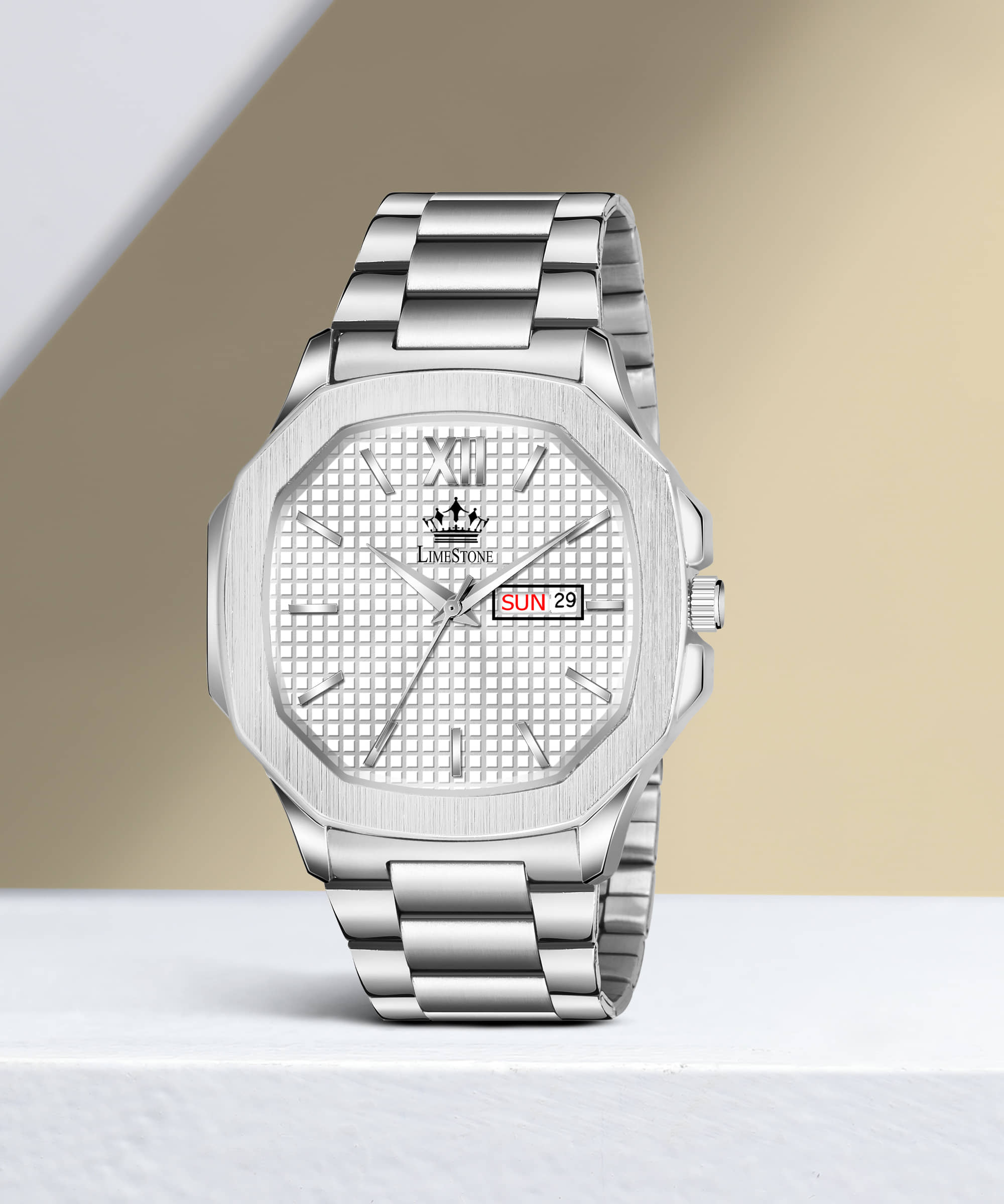 LimeStone Silver Stainless Steel Analog Men's Watch
