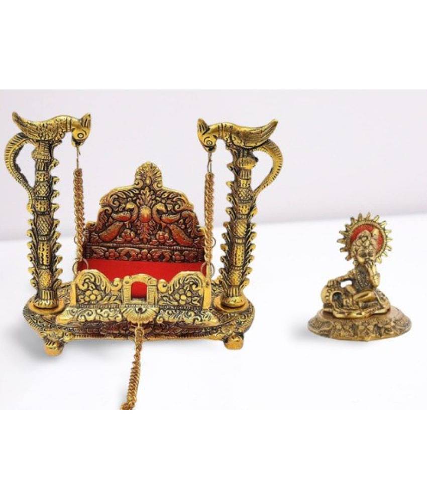     			Lootnixx Laddu Gopal Metal Tota Jhula for (Size 0-1) With Makhan Chor Laddu Gopal
