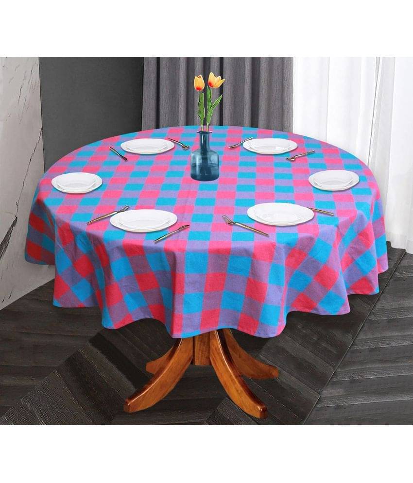 Oasis Hometex Checks Cotton 6 Seater Round Table Cover ( 152 x 152 ) cm Pack of 1 Pink Oasis Hometex Checks Cotton 6 Seater Round Table Cover ( 152 x 152 ) cm Pack of 1 Pink