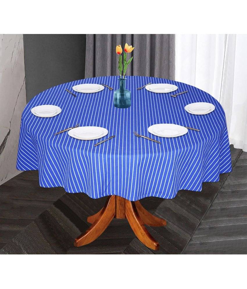 Oasis Hometex Striped Cotton 6 Seater Round Table Cover ( 152 x 152 ) cm Pack of 1 Blue Oasis Hometex Striped Cotton 6 Seater Round Table Cover ( 152 x 152 ) cm Pack of 1 Blue