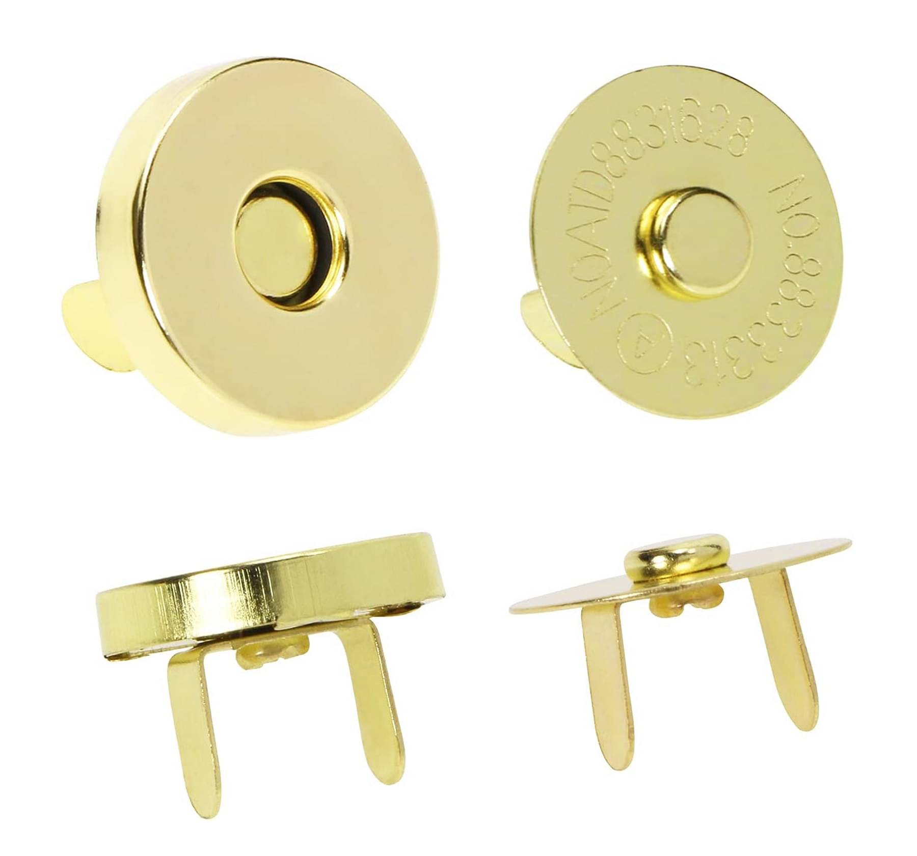     			PRANSUNITA Magnetic Tich Button Snaps Fastener Clasps Set for Knitting Button,Sewing, Craft, Purses, Bags, Clothes, Leather– Pack of 10 Sets - Golden – 18 mm