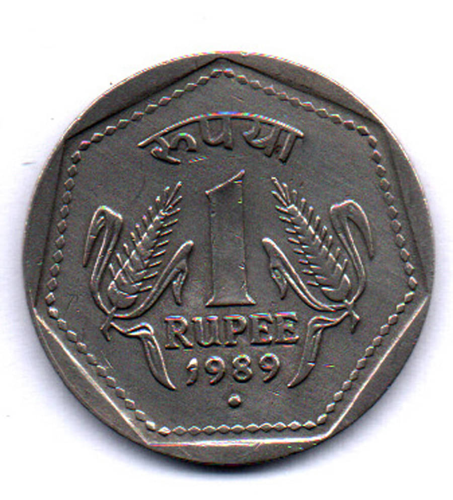     			RAJACOINS -1 / ONE RS / RUPEE COPPER NICKEL VERY RARE USED 1989 NOIDA MINT  ( 1 PCS)  COMMEMORATIVE COLLECTIBLE- USED EXTRA FINE CONDITION