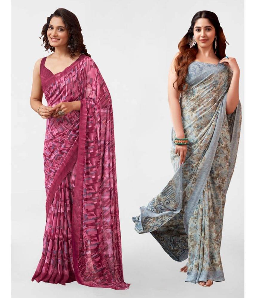 Samah Georgette Printed Saree With Unstitched Blouse Piece ( Grey ) Samah Georgette Printed Saree With Unstitched Blouse Piece ( Grey )