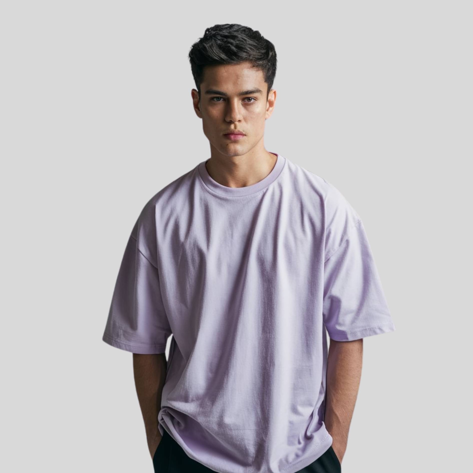 URBAN FLAUNT Pack of 1 Cotton Oversized Fit Men's T-Shirt ( Lavender )     			URBAN FLAUNT Pack of 1 Cotton Oversized Fit Men's T-Shirt ( Lavender )