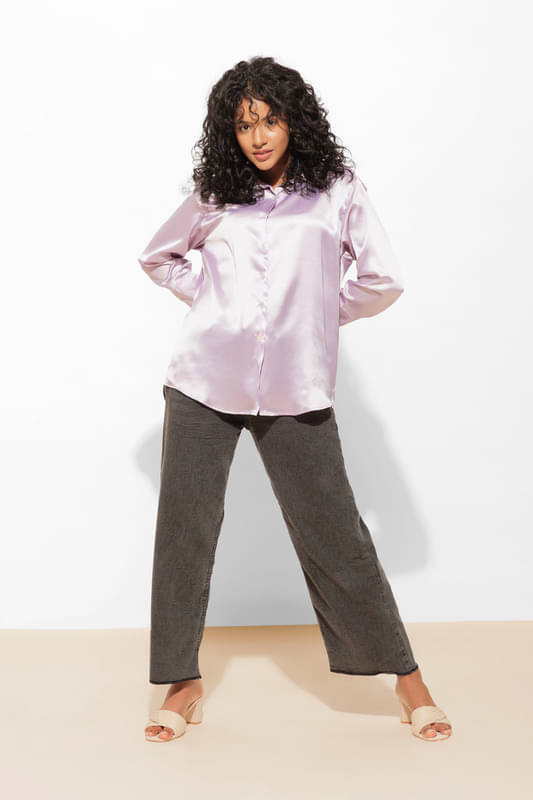 Urban Sundari Women Solid Polyester Shirt ( Purple ) Urban Sundari Women Solid Polyester Shirt ( Purple )