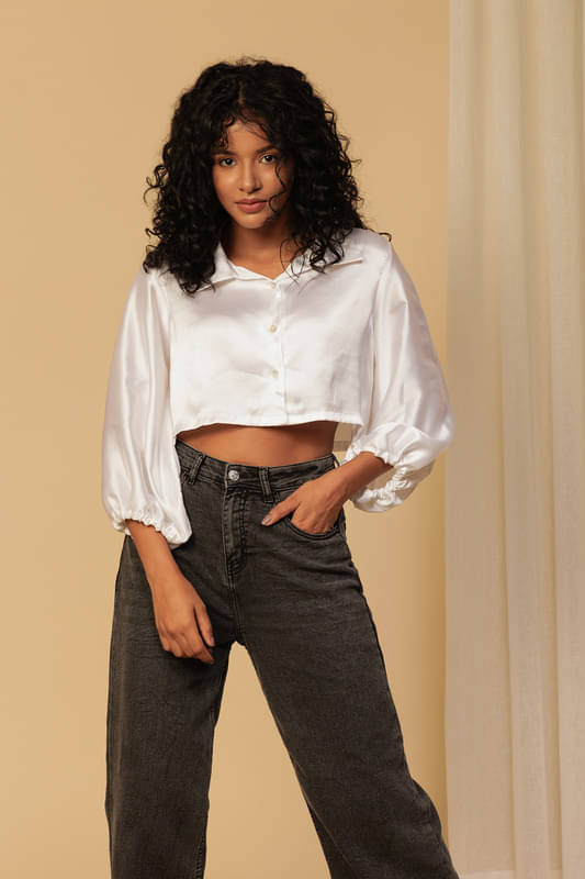 Urban Sundari Women Solid Polyester Shirt ( White )     			Urban Sundari Women Solid Polyester Shirt ( White )