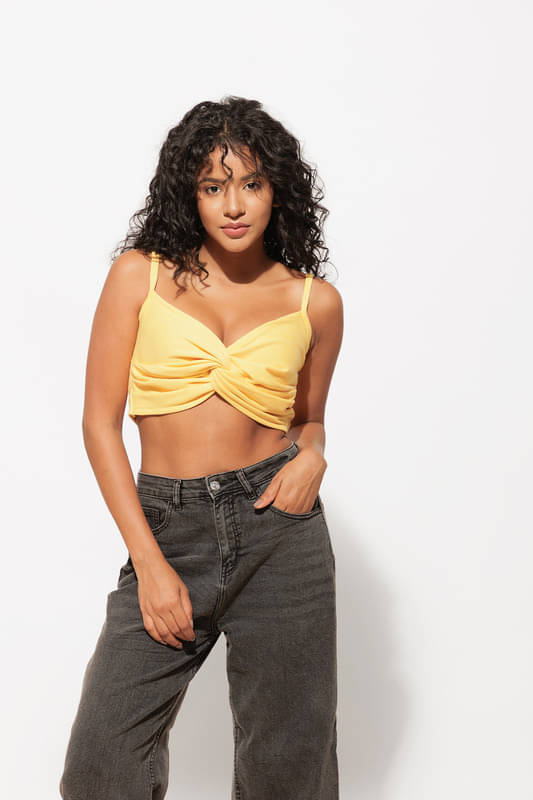     			Urban Sundari Women's Cotton Crop Top ( Yellow )