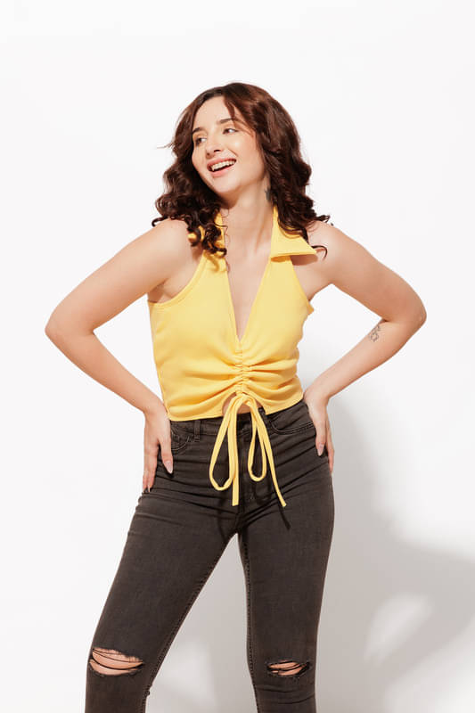     			Urban Sundari Women's Cotton Crop Top ( Yellow )