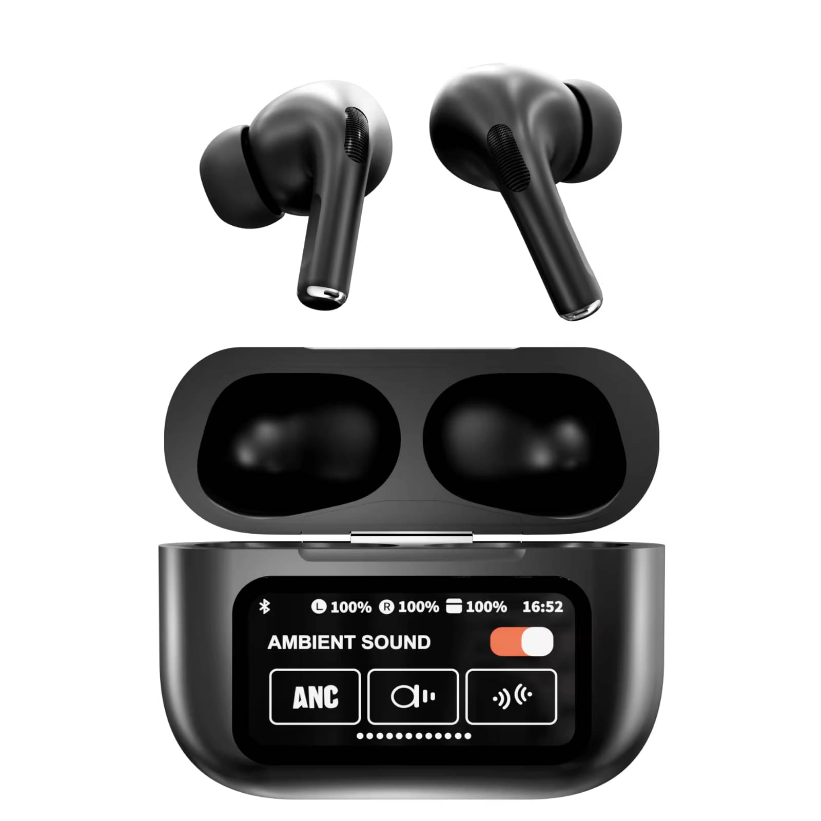     			VEhop A9 TouchScreen ANC Bluetooth True Wireless (TWS) In Ear 32 Hours Playback Active Noise cancellation IPX4(Splash & Sweat Proof) Black
