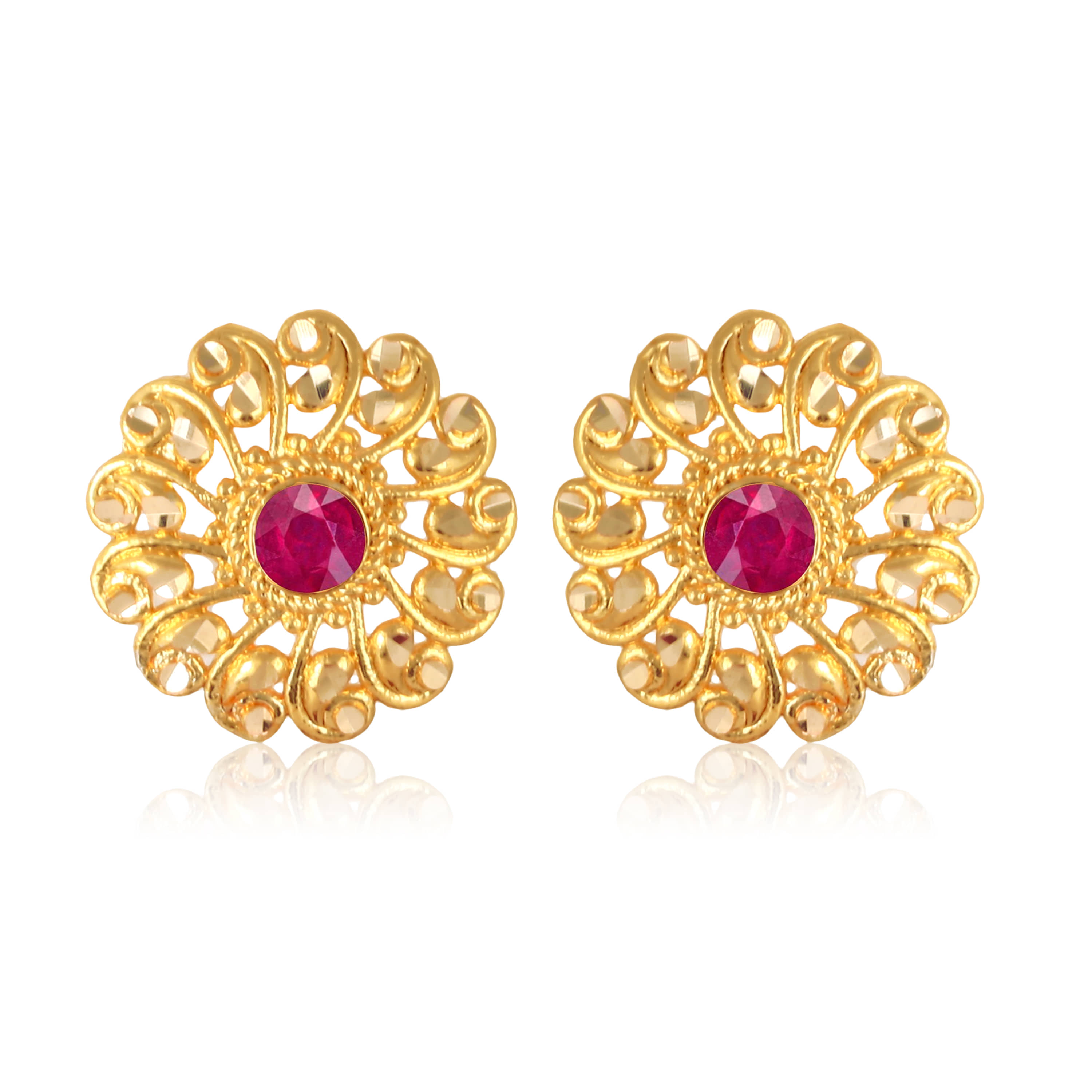 Vighnaharta Golden Stud Earrings ( Pack of 1 ) - Earrings | Buy online on ZillyBuy
