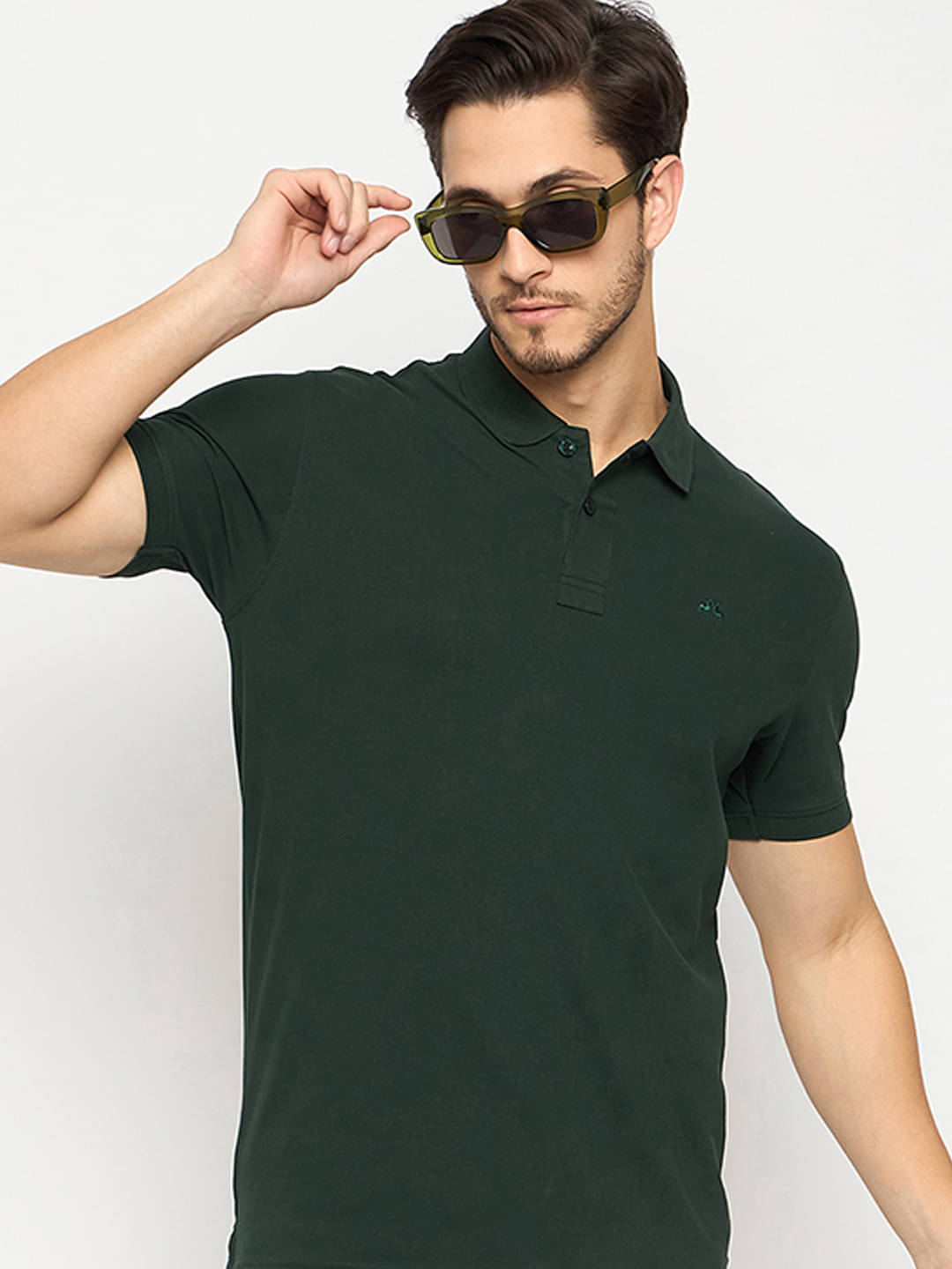 98 Degree North Pack of 1 Cotton Regular Fit Solid Half Sleeves Men's Polo T Shirt ( Dark Green )     			98 Degree North Pack of 1 Cotton Regular Fit Solid Half Sleeves Men's Polo T Shirt ( Dark Green )